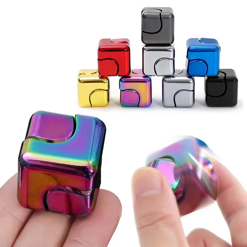 Cool Office Tech Gadgets - Metal Cube Rotating Fingertip Gyroscope Fidget