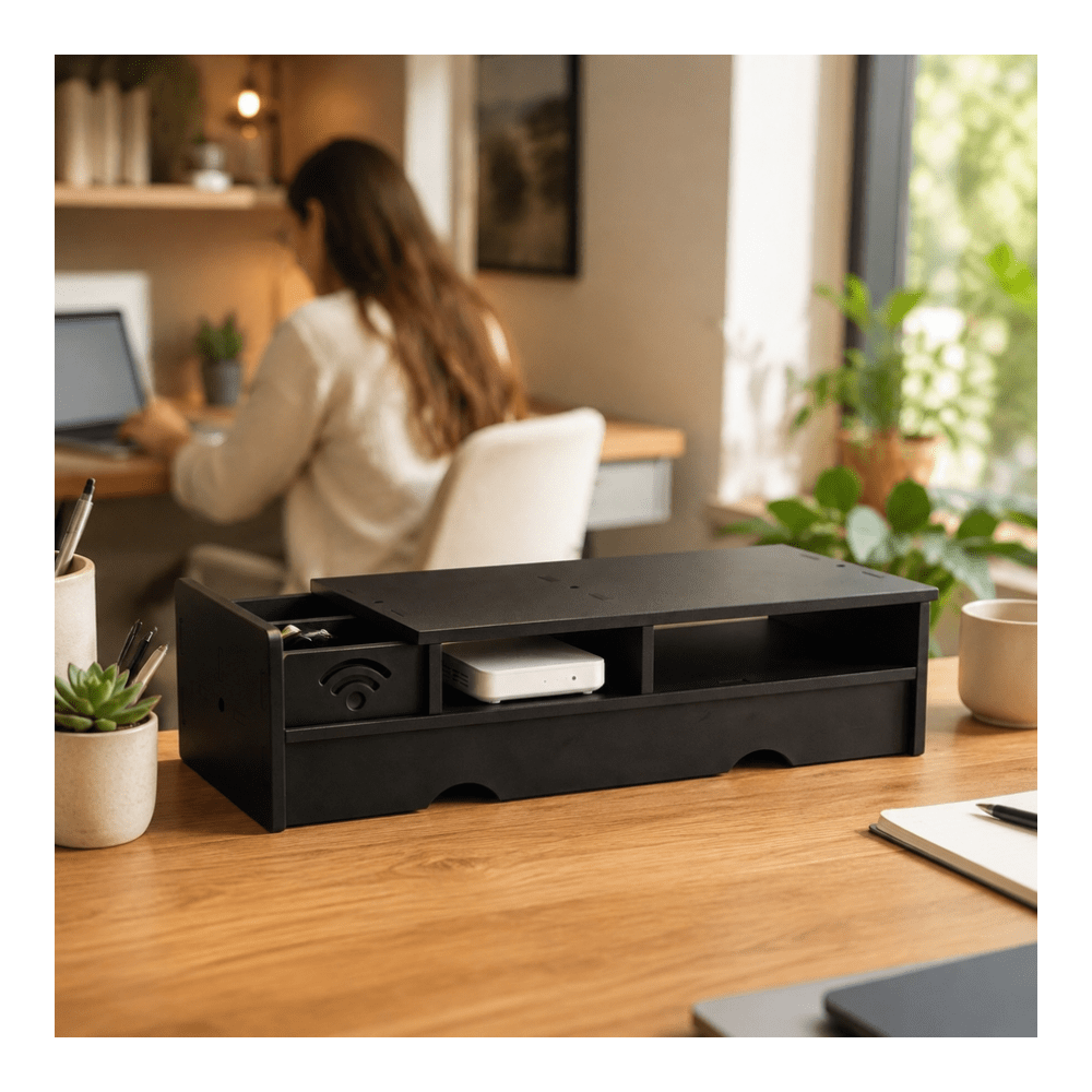 Black Matte WiFi Router Storag - огляд і ціна Office Tech Desk